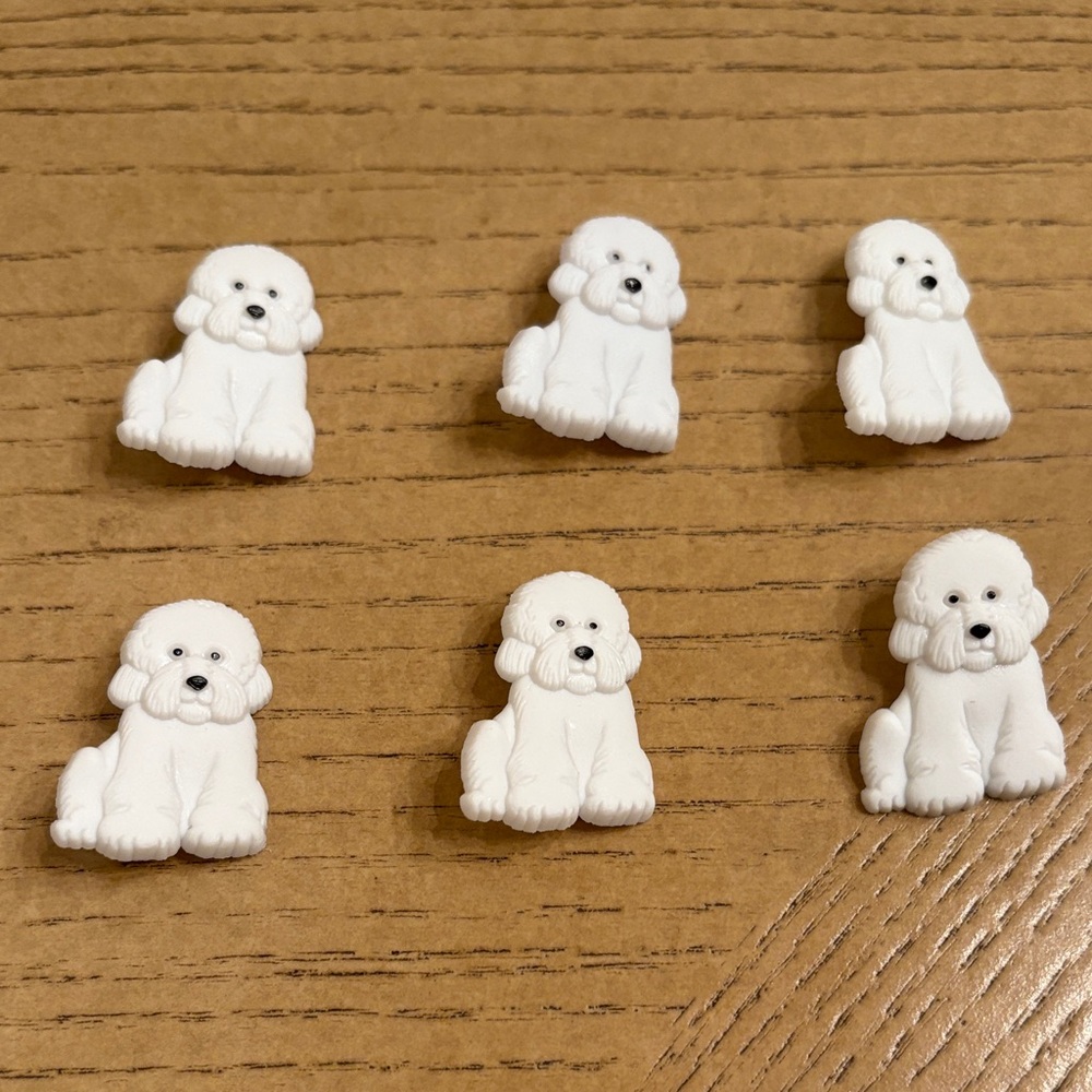 Set of White Dog Shaped Buttons